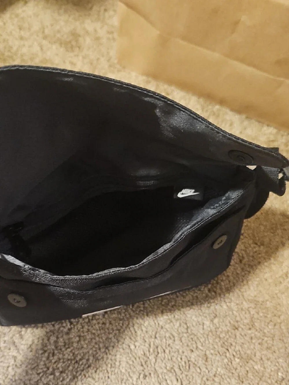 Nike Black Messenger Bag with White Logo